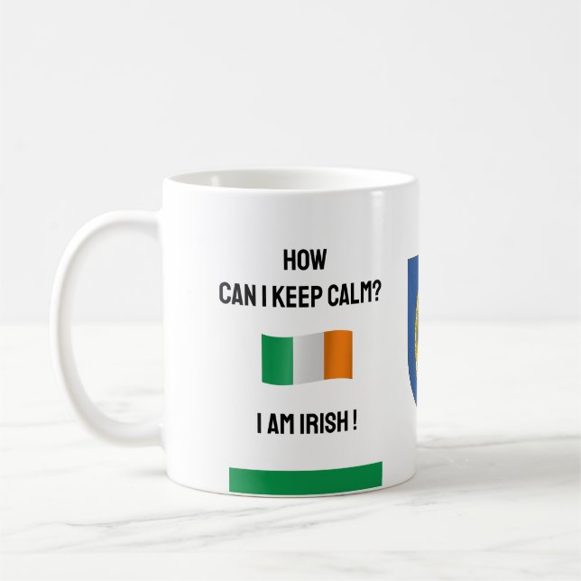 Taza De Café Mantener la calma Irlanda y el texto gracioso, ban (Izquierda)