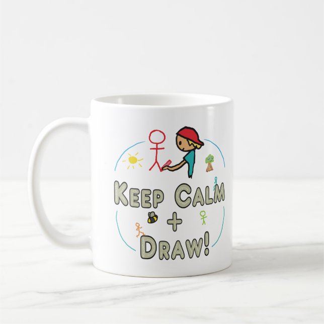 Taza De Café Mantener la calma y dibujar (Izquierda)