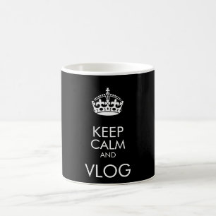 Taza De Café Mantener la calma y el vlog - color de fondo perso