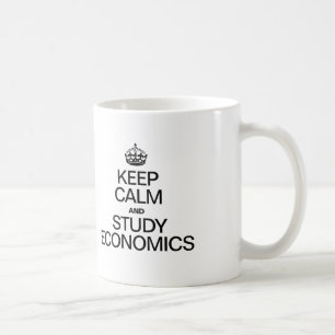 TAZA DE CAFÉ MANTENER LA CALMA Y ESTUDIAR LA ECONOMÍA