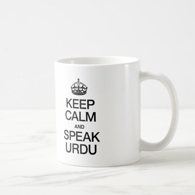 TAZA DE CAFÉ MANTENER LA CALMA Y HABLAR CON URDU (Derecha)