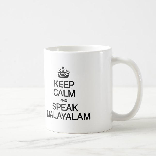 TAZA DE CAFÉ MANTENER LA CALMA Y HABLAR MALAYALAM (Derecha)