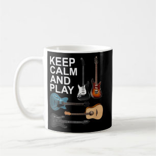 Taza De Café Mantener La Calma Y Jugar Guitarras Eléctricas Bas