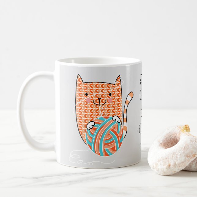 Taza De Café Mantener la calma y llevar Yarn Mug (Con donut)