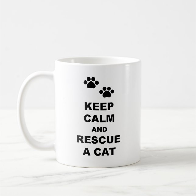 Taza De Café Mantener la calma y rescatar a un gato (Izquierda)