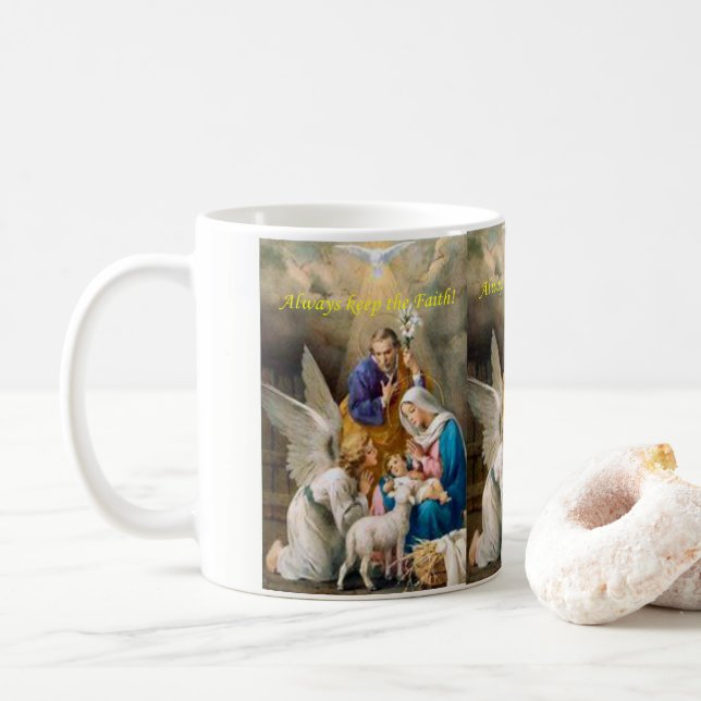 Taza De Café Mantener siempre la fe, Jesús Mug (Con donut)
