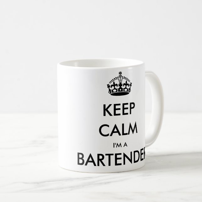 TAZA DE CAFÉ MANTENGA CALMA, SOY BARTENDER (Anverso derecho)