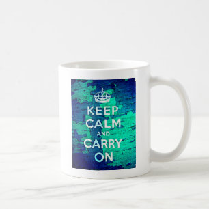 Taza De Café Mantenga la calma y siga con la pintura pelada azu