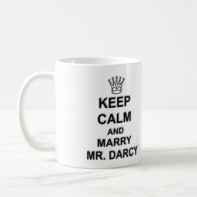Taza De Café Mantenga tranquilo y case a Sr. Darcy - texto (Izquierda)