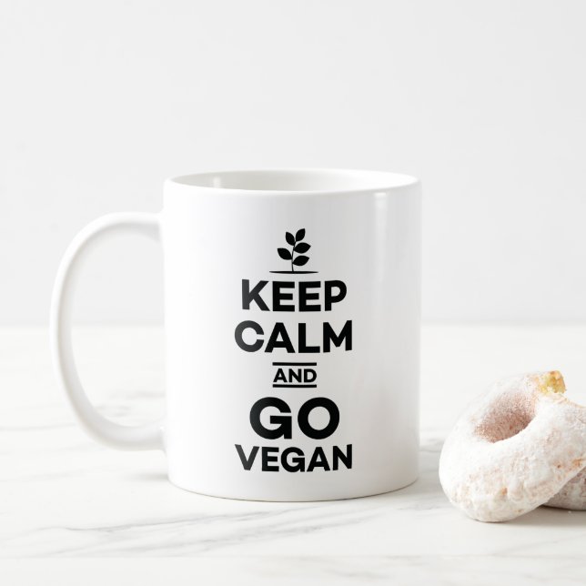 Taza De Café Mantenga tranquilo y vaya vegano basado planta de (Con donut)