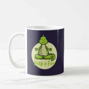 Taza De Café Manténgalo divertido cocodrilo verde Kawaii practi