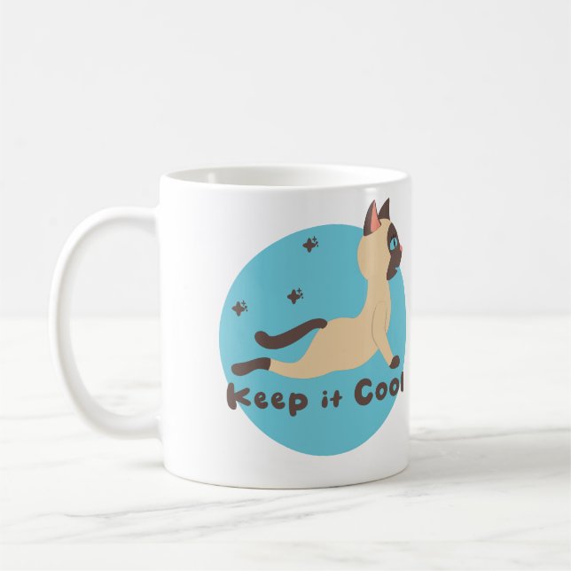 Taza De Café Manténgalo fresco Kawaii divertido práctica de gat (Izquierda)
