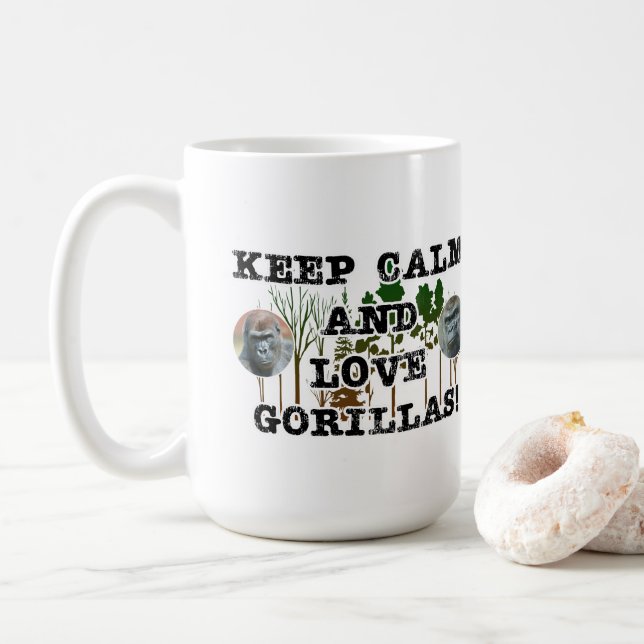 Taza De Café "Mantengan la calma y amen a los gorilas (Con donut)