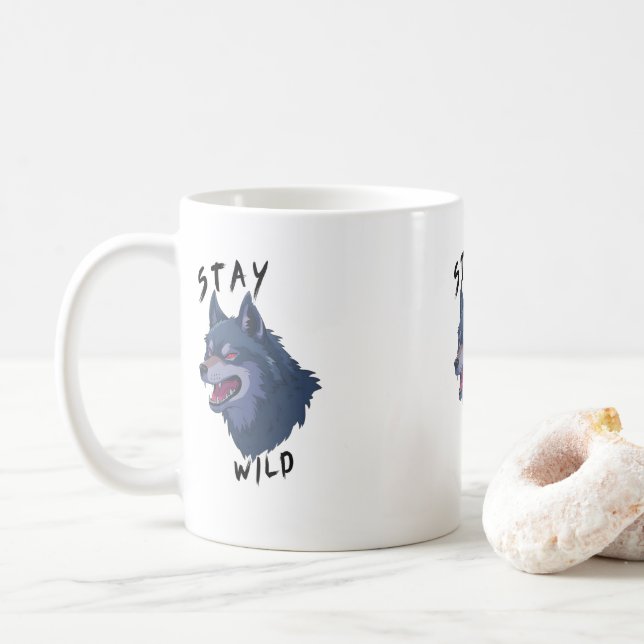 Taza De Café Manténganse atrevidos y audaces espíritus del lobo (Con donut)