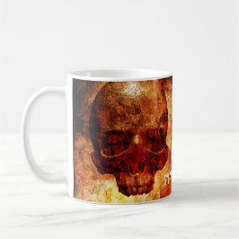 Taza De Café Manténganse Espantadores. Calavera humana 3D.