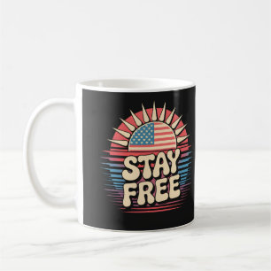 Taza De Café Manténgase Libre 4 de Julio Patriótico