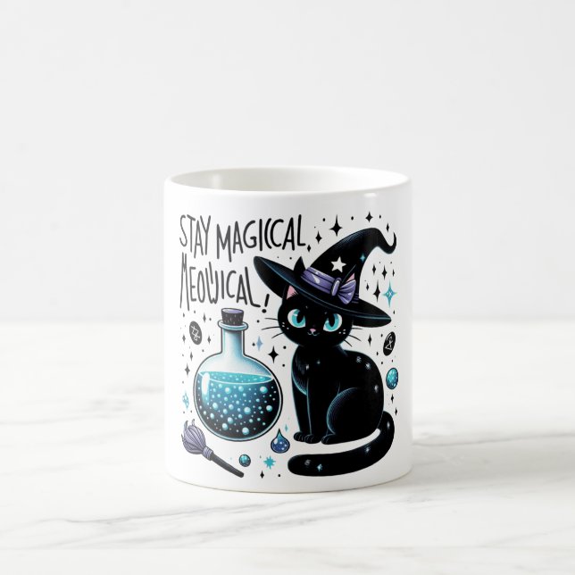 Taza De Café Manténgase mágico meowgical bruja negra felina (Centro)
