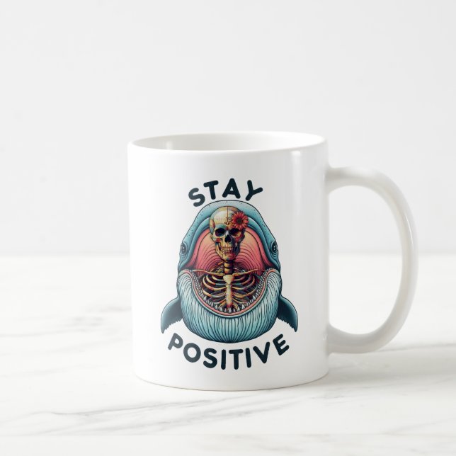 Taza De Café Manténgase positivo - Skeleton y ballena (Derecha)