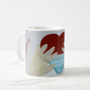 Taza De Café Manténgase saludable con máscara y su nombre -