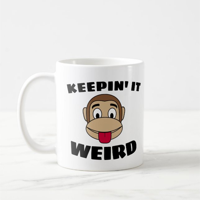 TAZA DE CAFÉ MANTENIÉNDOLO EXTRAÑO Y DIVERTIDO CAFÉ MONKEY (Izquierda)