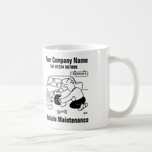 Taza De Café Mantenimiento del vehículo. Funny Garage Mechanic (Derecha)