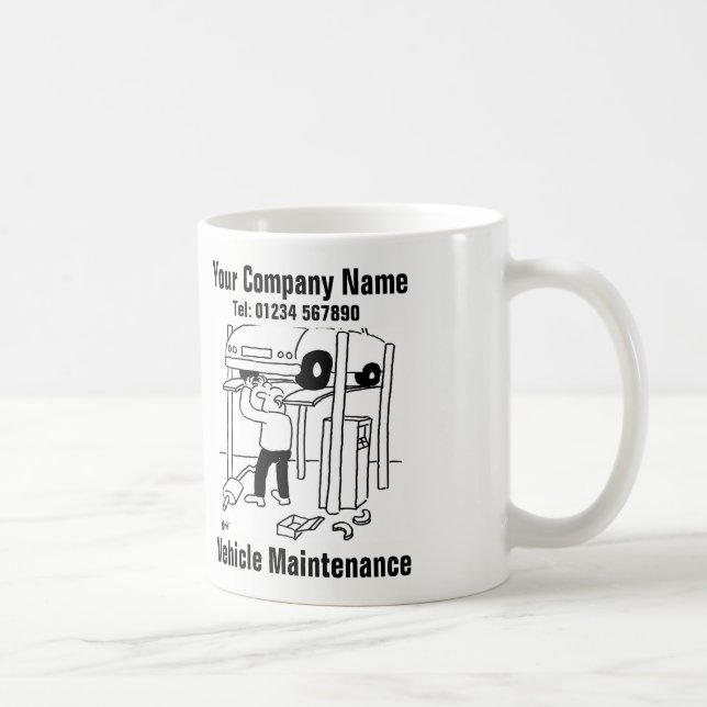 Taza De Café Mantenimiento del vehículo. Garaje divertido (Derecha)