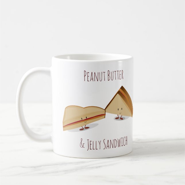 Taza De Café Mantequilla de cacahuete y emparedado de gelatina (Izquierda)