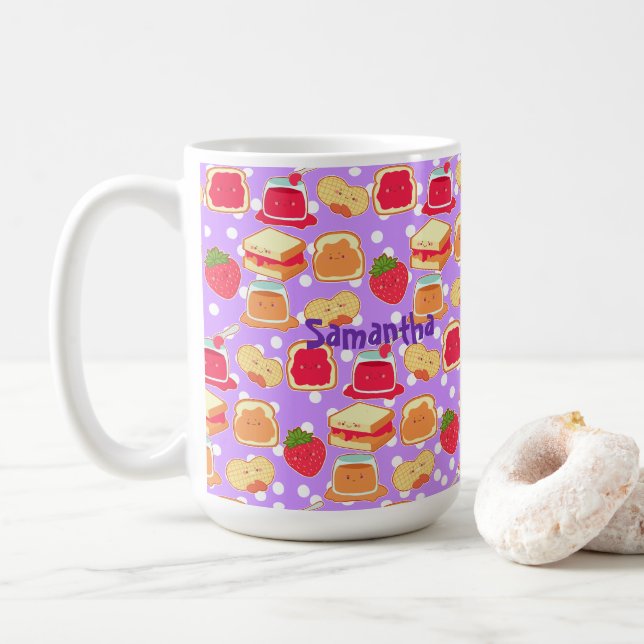 Taza De Café Mantequilla de cacahuete y gelatina de fresa (Con donut)