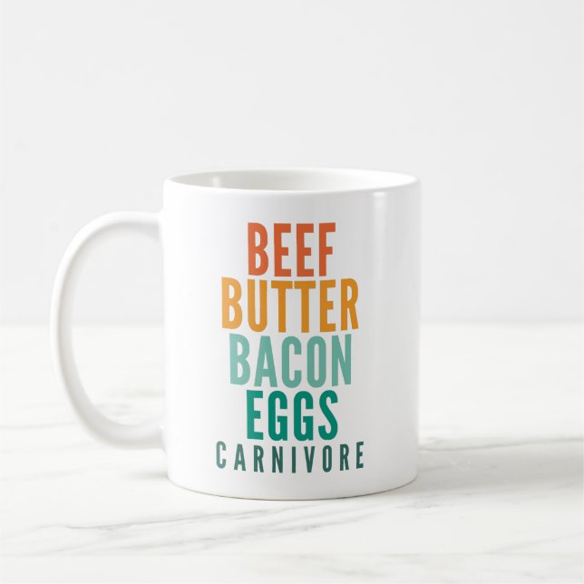 Taza De Café Mantequilla de carne Bacon Huevos Carnivore (Izquierda)
