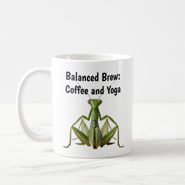 Taza De Café Mantis de oración verde Yoga personalizado (Izquierda)