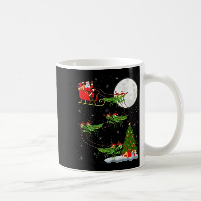 Taza De Café Mantis Insect Santa Sleigh Flying Funny Magical Ch (Derecha)