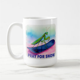 Taza De Café Mantis religiosa snowboard rezando por nieve arte 