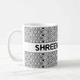 Taza De Café Mantra del dinero del canto blanco Shreem Brzee