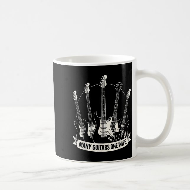 Taza De Café Many Guitars One Wife Funny Musician Guitarist Hum (Derecha)