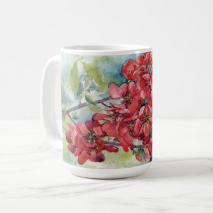 Taza De Café Manzana de acuarela quince flor flores árbol boda