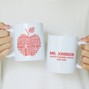 Taza De Café Manzana de la tipografía de aprecio de profesores 
