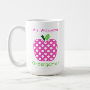 Taza De Café Manzana de maestro de lunares rosa y verde