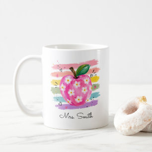 Taza De Café Manzana de margarita de acuarela personalizada