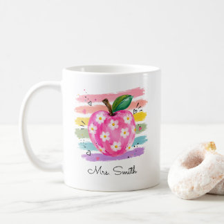 Taza De Café Manzana de margarita de acuarela personalizada