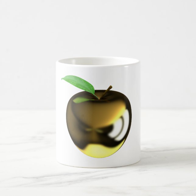 Taza De Café Manzana dorada con hoja brillante metálica (Centro)