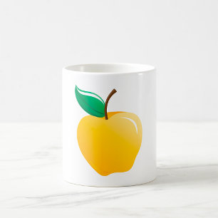 Taza De Café Manzana Dorada Fruta Amarilla Brillante