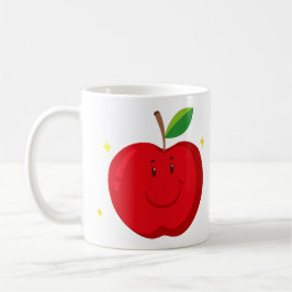 Taza De Café Manzana roja con cara feliz