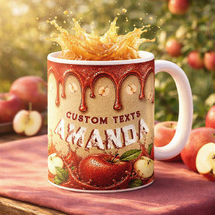 Taza De Café Manzana Rojo Beige Vintage Favor   Fiesta de Jardí