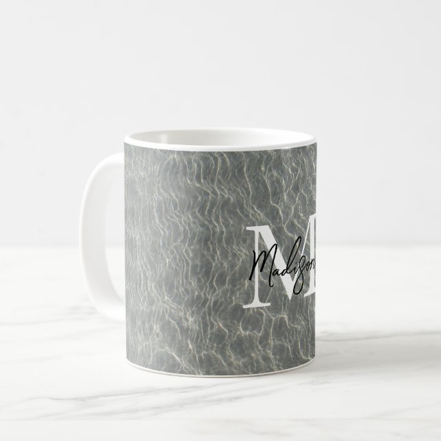 Taza De Café Manzanas de agua y arena en el océano costero mono (Anverso izquierdo)