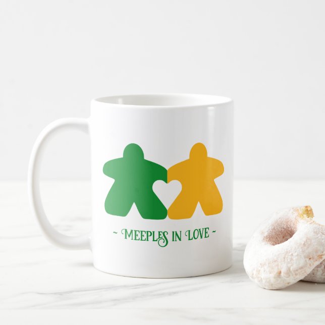 Taza De Café Manzanas enamoradas, verdes y amarillas (Con donut)