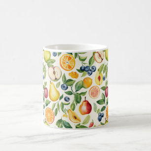 Taza De Café Manzanas Peras Arándanos Naranjas Frutas