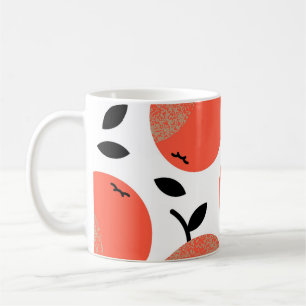 Taza De Café Manzanas rojas: Patrón texturizado dorado.