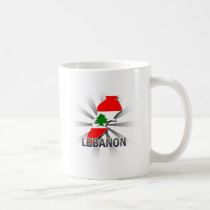 Taza De Café Mapa 2,0 de la bandera de Líbano