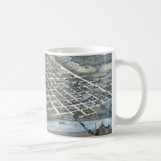 Taza De Café Mapa aéreo antiguo de la ciudad de Austin, Texas d (Derecha)