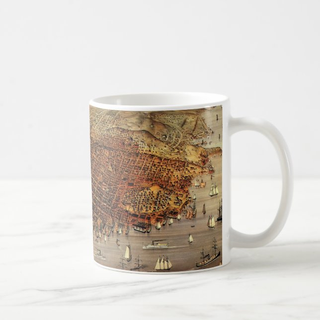 Taza De Café Mapa aéreo antiguo de San Francisco, California (Derecha)